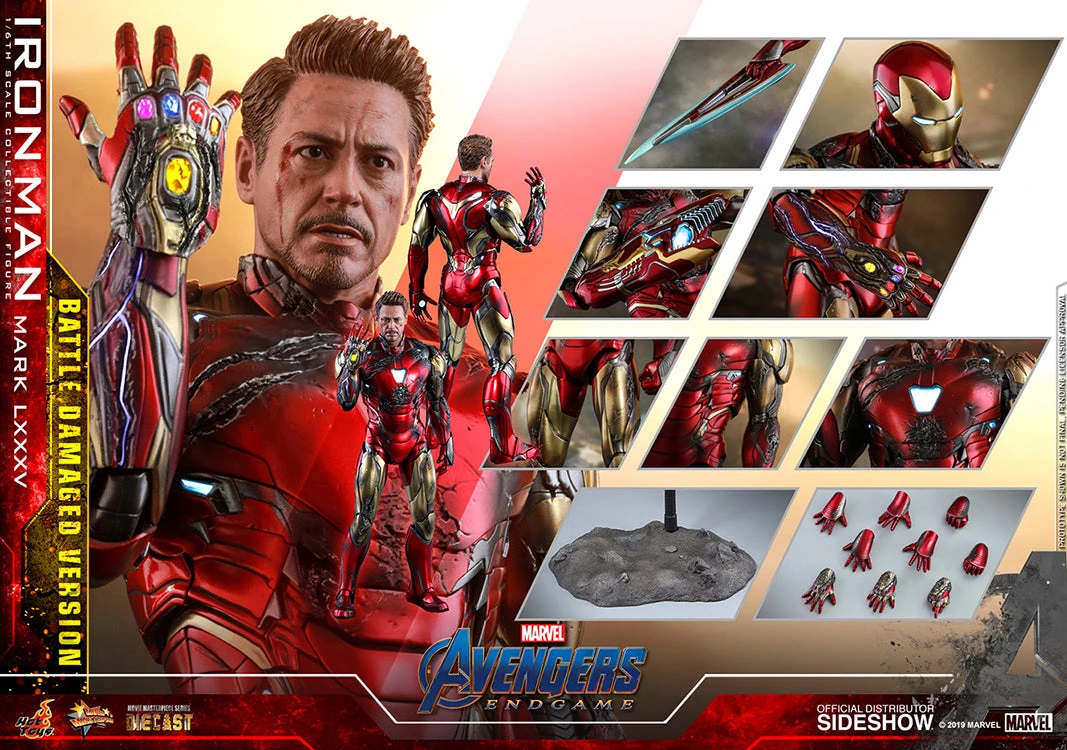 Avengers Endgame 12 Inch Action Figure 1/6 Scale Series - Iron Man Mark LXXXV Battle Damaged Version Hot Toys 904923 3 Avengers Endgame 12 Inch Action Figure 1/6 Scale Series - Iron Man Mark LXXXV Battle Damaged Version Hot Toys 904923