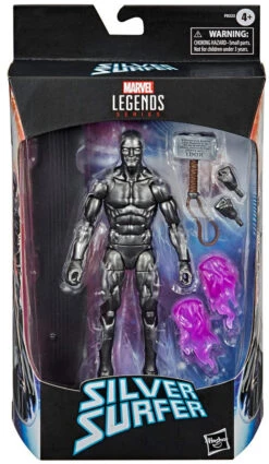 Marvel Legends 6 Inch Action Figure Exclusive - Obsidian Silver Surfer With Mjolnir (Sub-Standard Packaging)