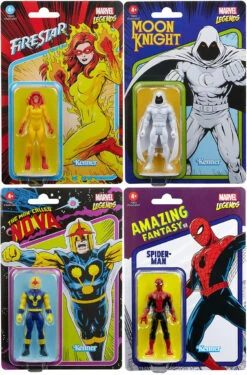 Marvel Legends Retro 3.75 Inch Action Figure Wave 7 - Set Of 4 (Nova - Spider-Man - Moon Knight - Firestar)